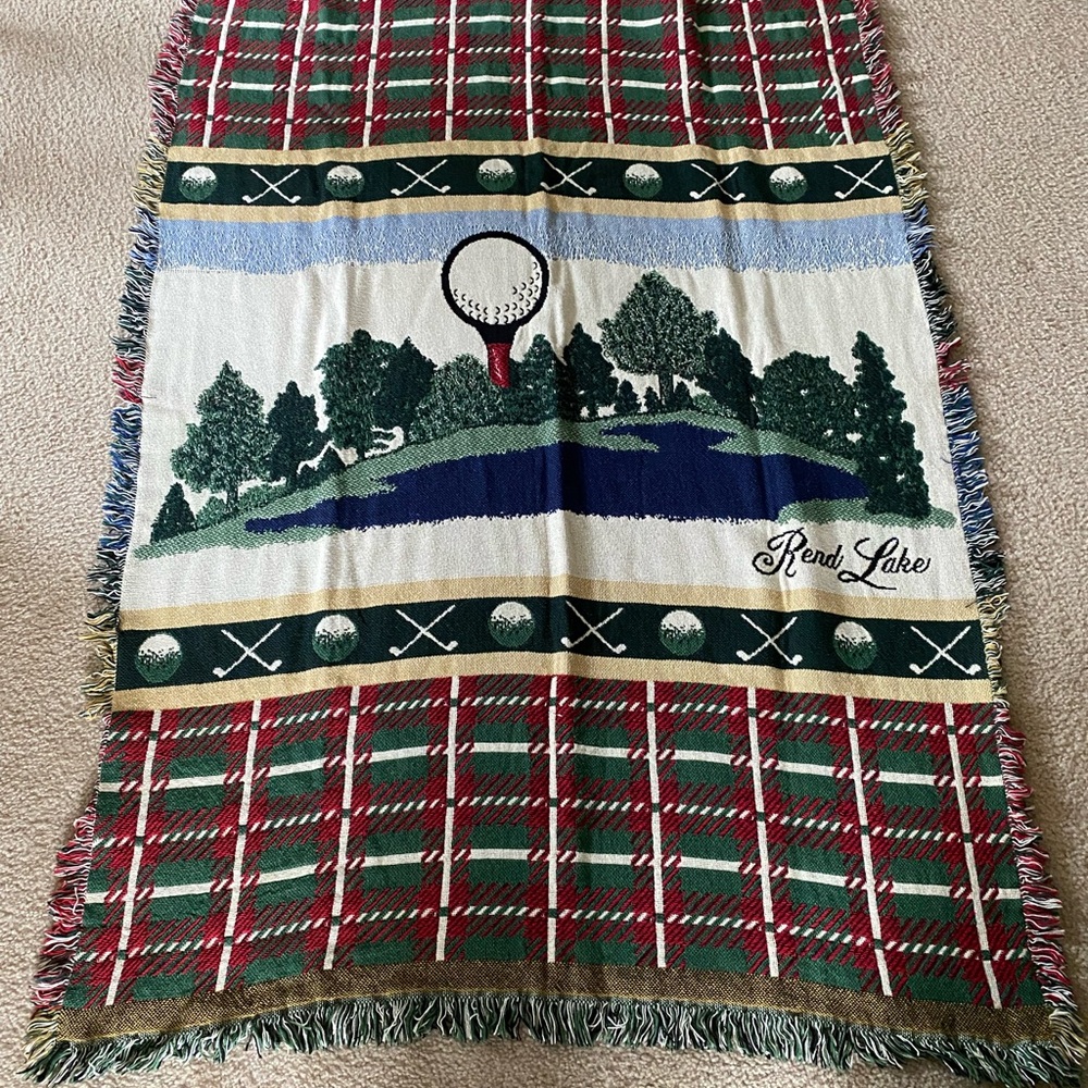 Golf Woven Throw Blanket - Green and Red